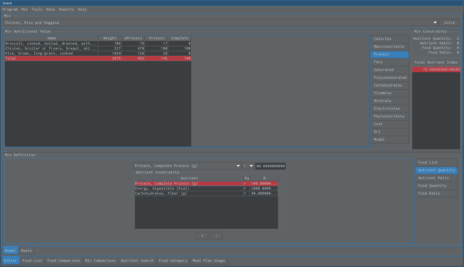 nutrient constraints tab