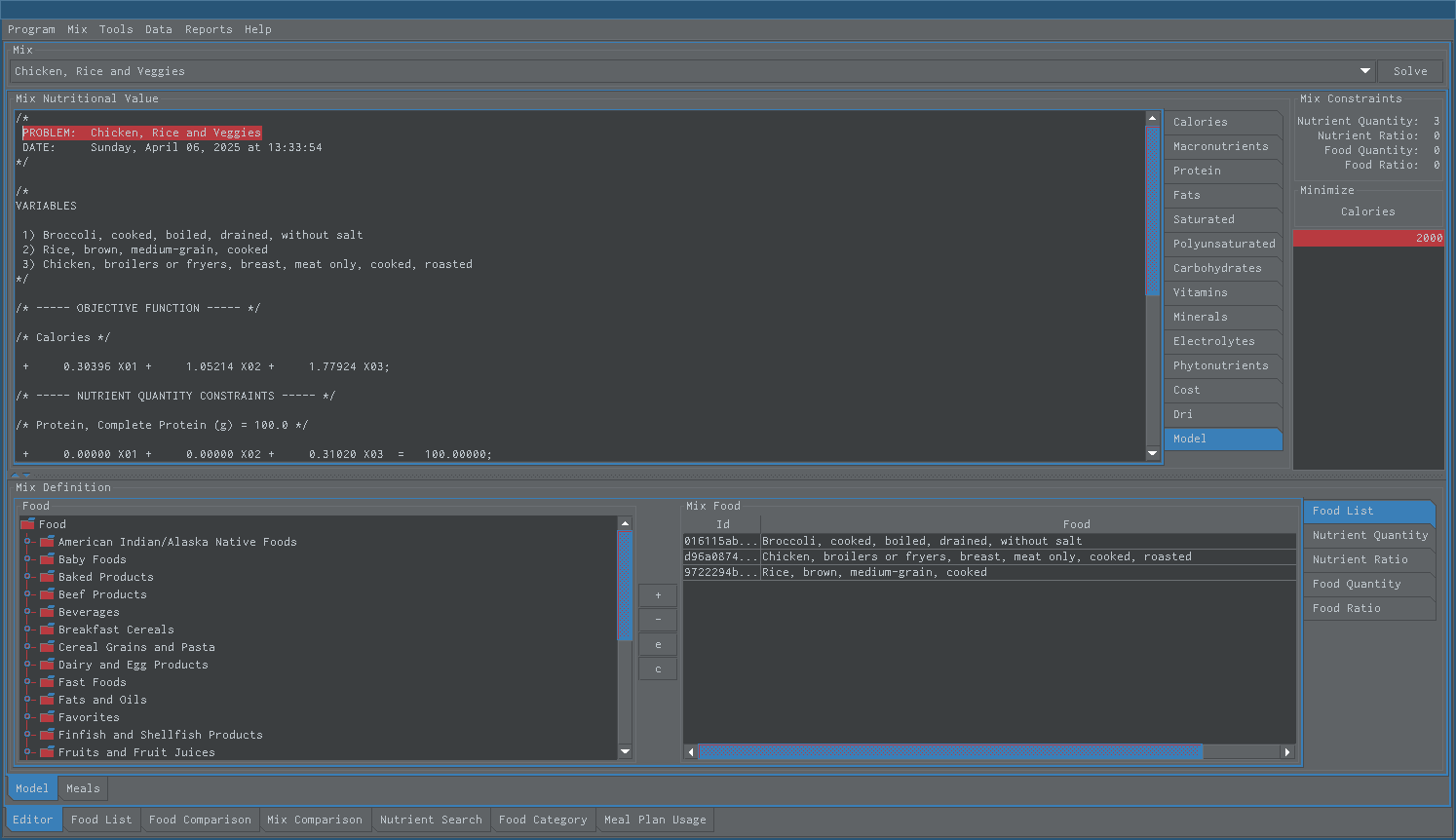 linear program model view