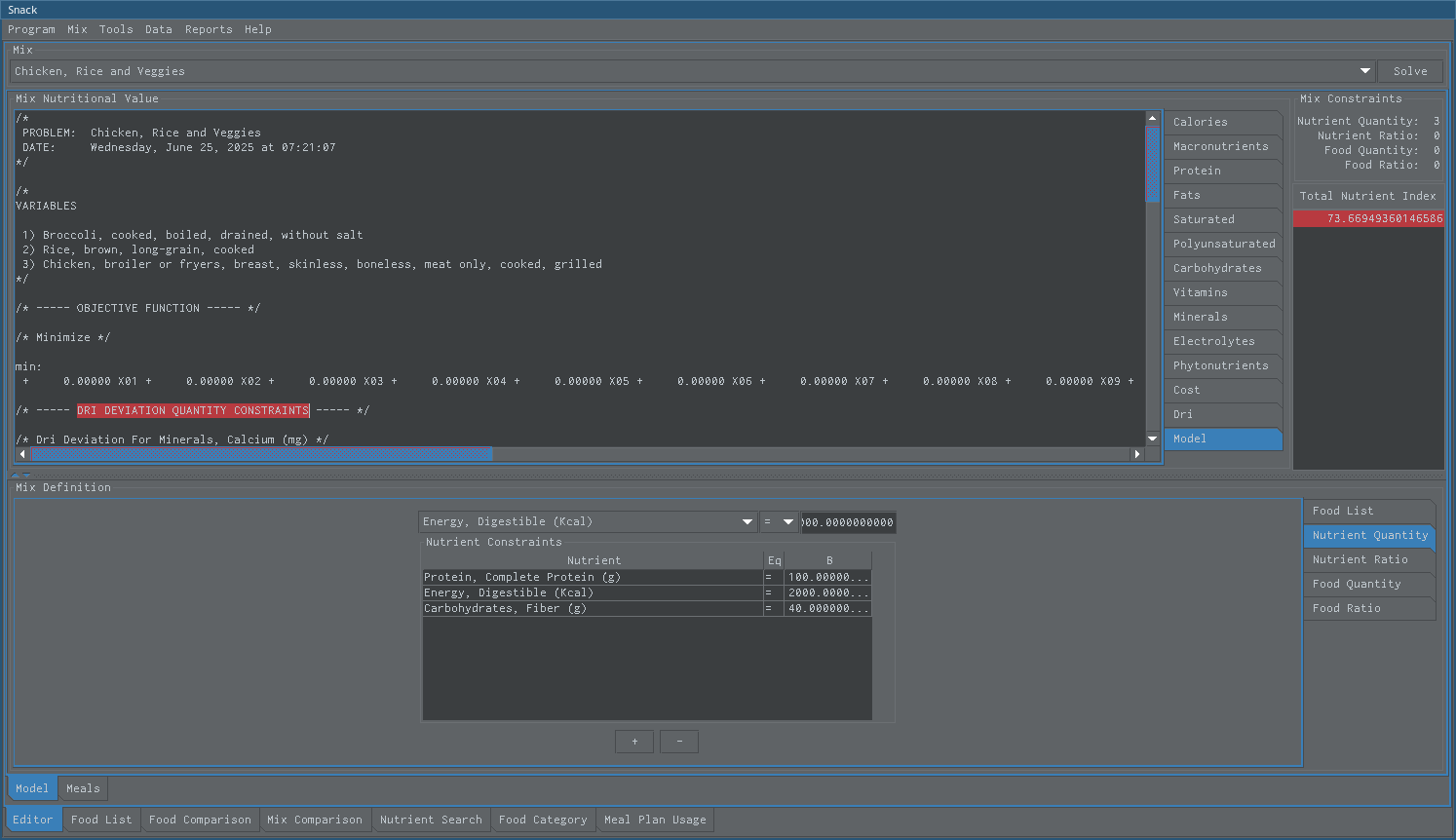 linear program model view